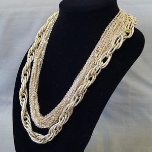 Unique Vintage Statement Gold Tone Multi Chain Necklace